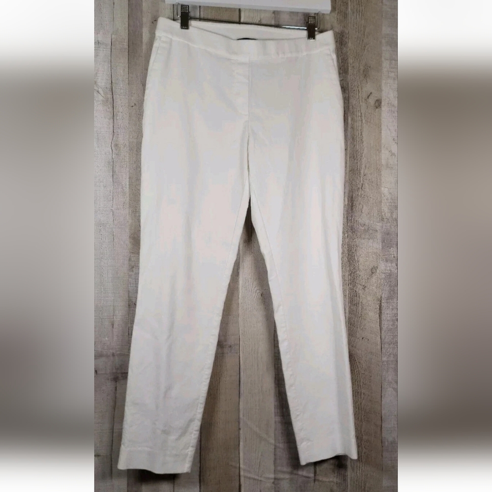 THEORY Women's 6 Thaniel Sarpton White Ankle Pants